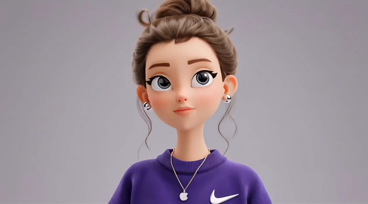 Stylized sportswear character with a calm expression