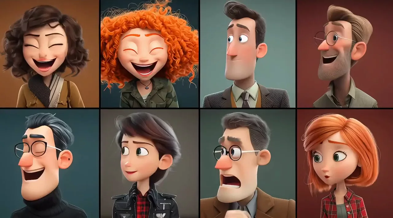 Multi-character study showing a range of facial expressions