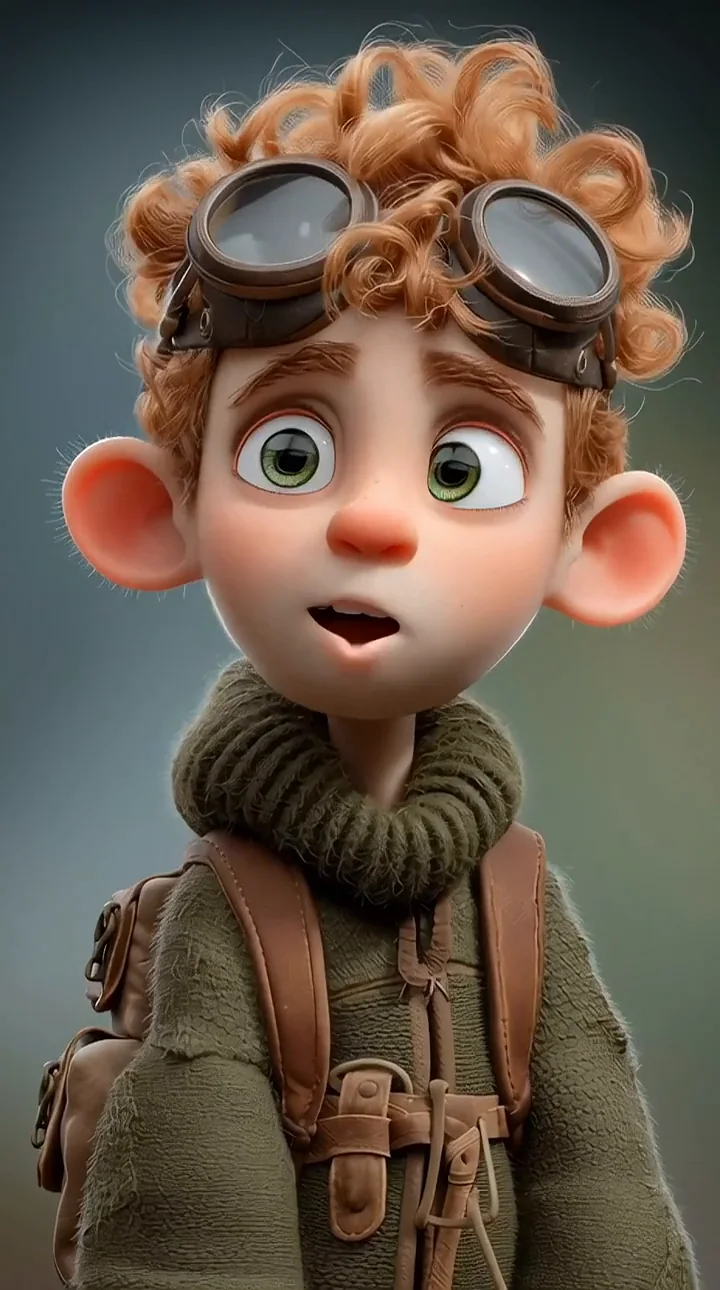 Surprised young explorer wearing goggles and a scarf