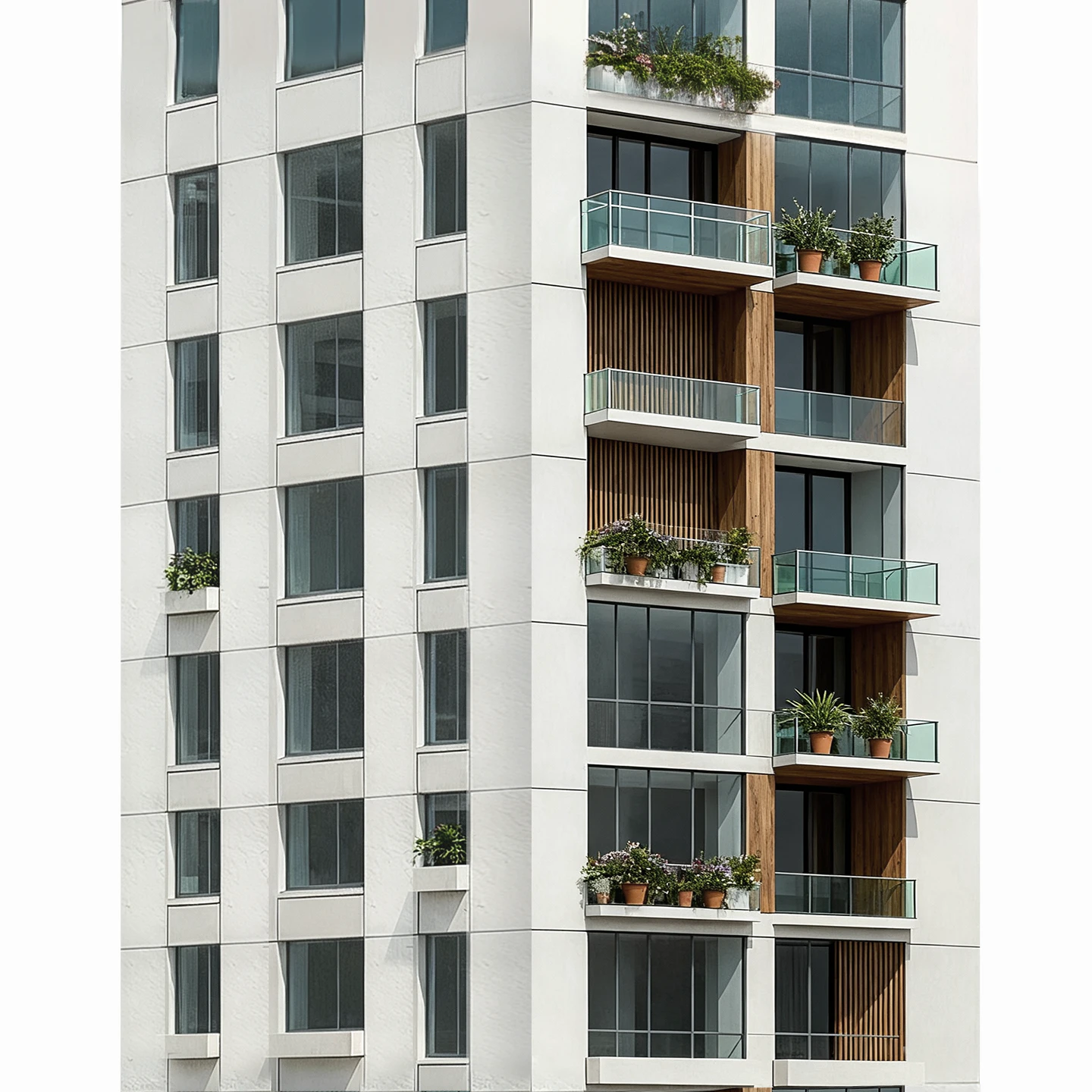 Exterior glazing balconies and landscaping in phase four of the Azimuth Builders building sequence