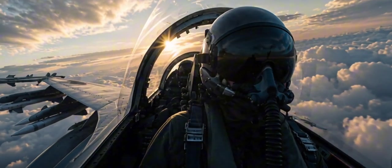 Pilot perspective above a cloud layer