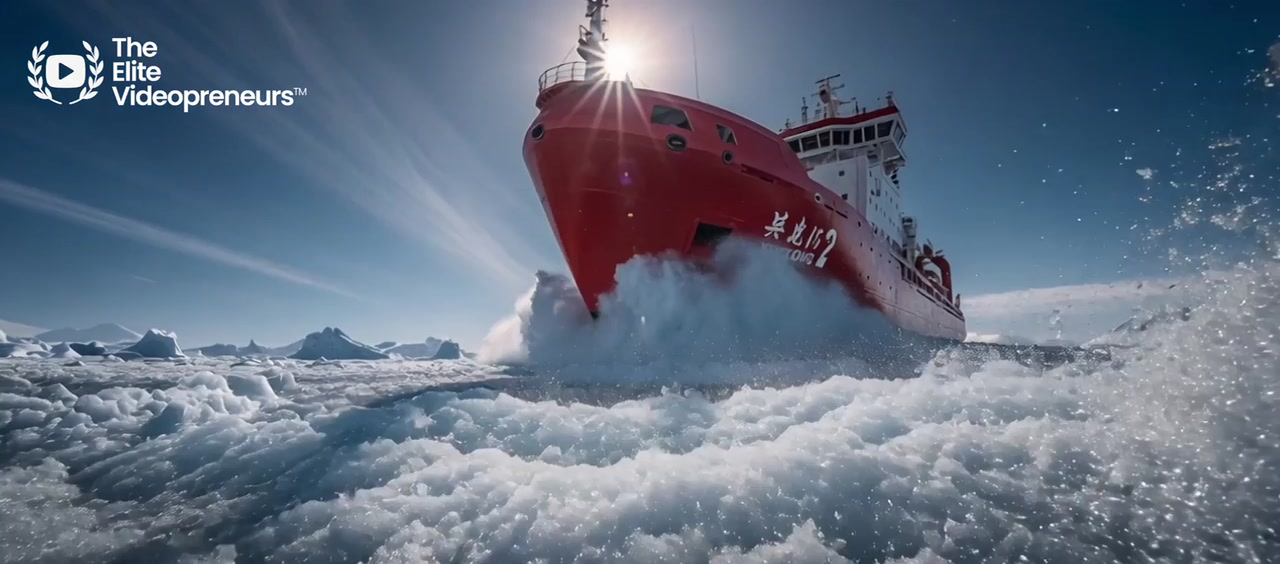 Crew member observing a glacier from a vessel deck