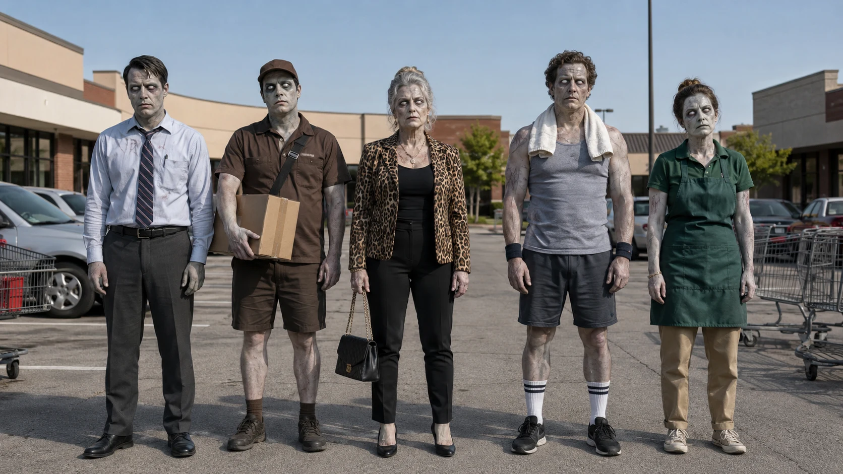 Five-character zombie horde lineup reference for Dead Wrong
