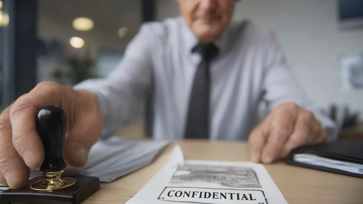 Corporate document being stamped Confidential