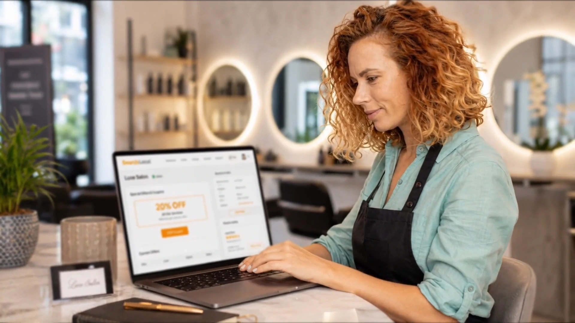 Local business owner using SearchLocal on a laptop