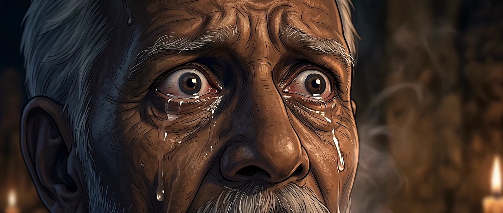Temple caretaker reacting to the crime scene in The God Killer proof of concept