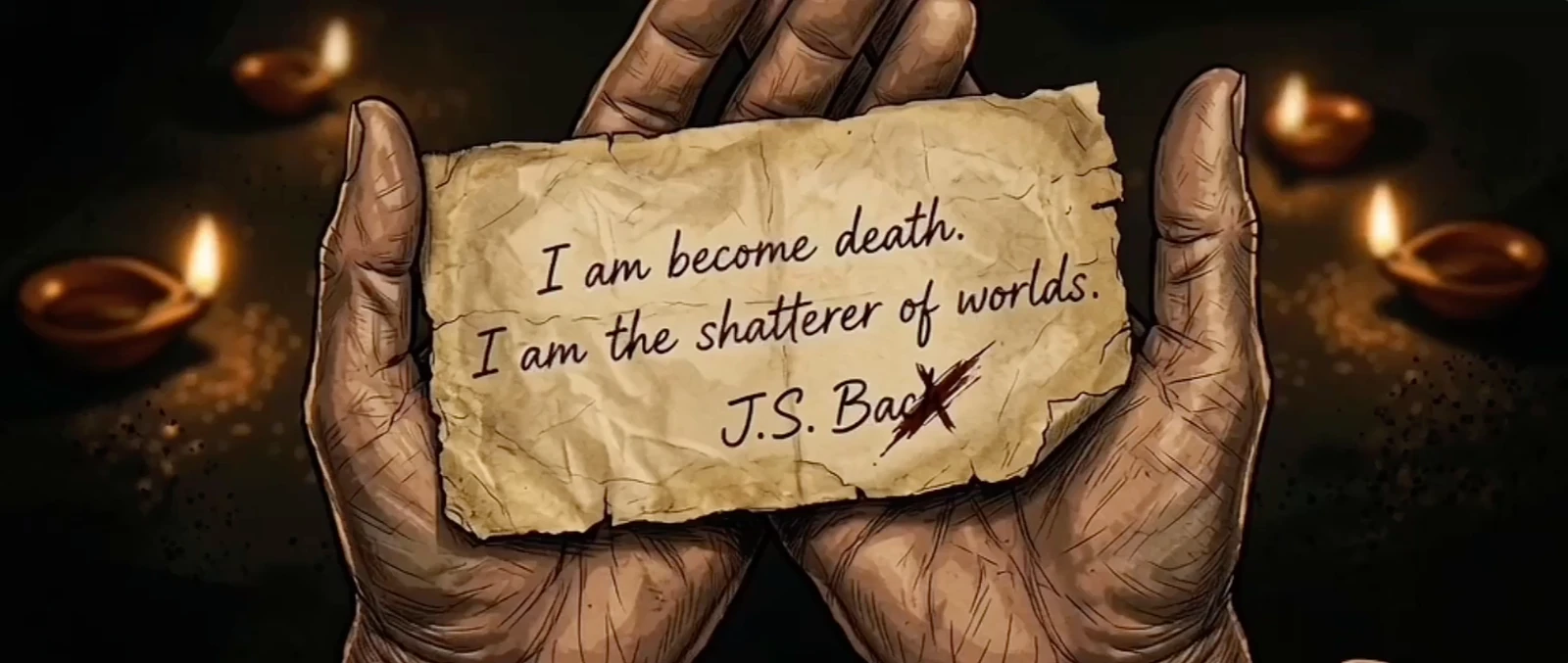Handwritten killer note shown as a clue in The God Killer proof of concept