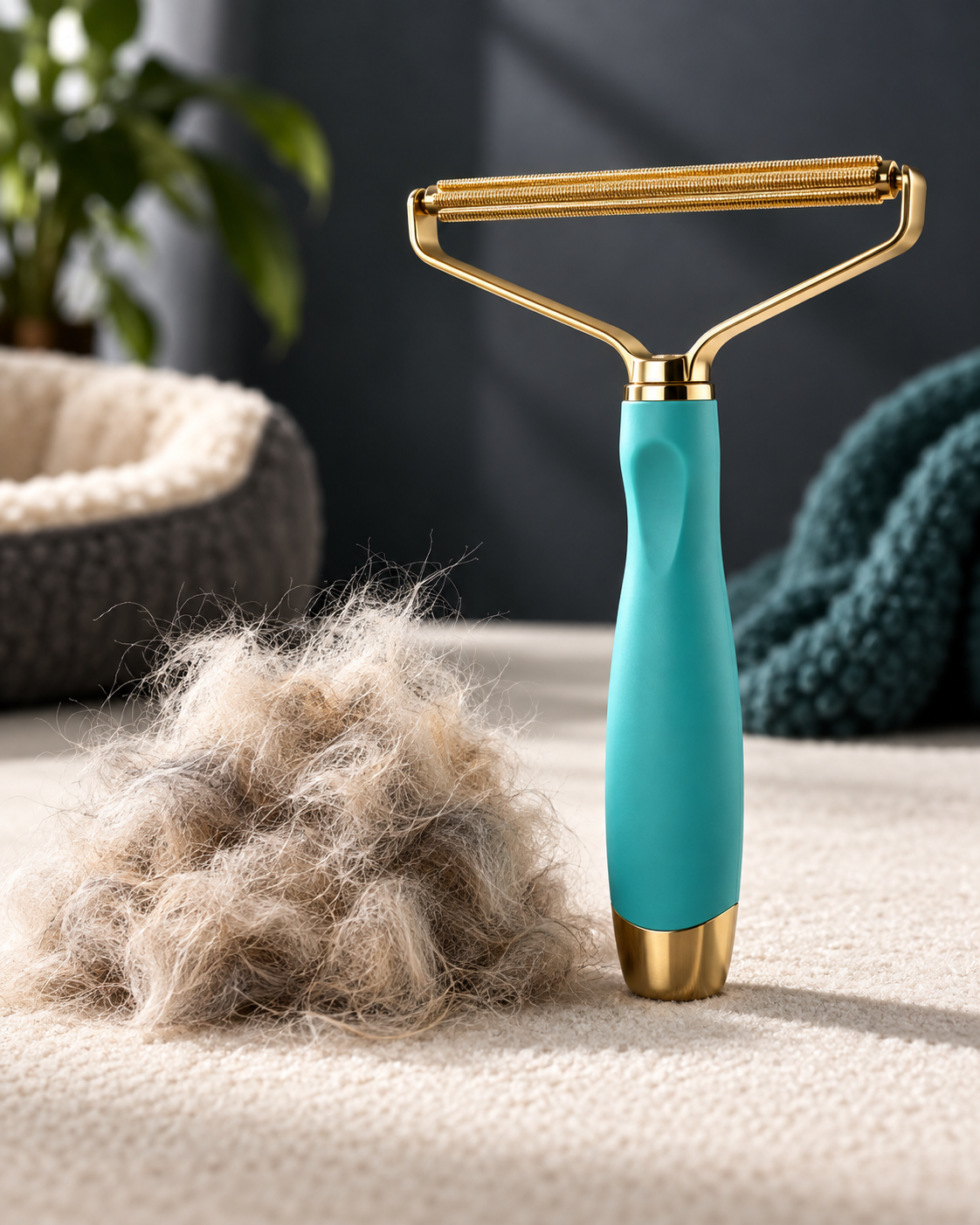 AI-assisted close-up of the Uproot Clean pet-hair scraper product